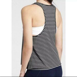 Athleta Essence Navy Gray Stripe Racerback Tank Top